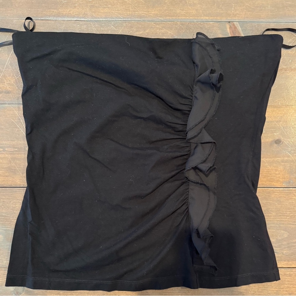 WHBM Black Ruffled Tube Top